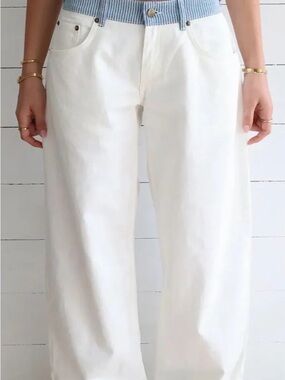 Wide Leg White Women's Jeans - Classic High-Rise